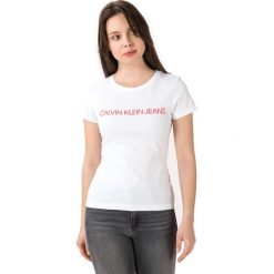 Calvin Klein Koszulka Biały. Białe koszulki damskie Calvin Klein, xs, z nadrukiem, z bawełny, bez kołnierzyka. Za 152,95 zł.