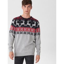Sweter z zimowym motywem - Szary. Szare swetry męskie House, s, bez wzorów, bez kołnierzyka, bez kaptura. Za 99,99 zł.