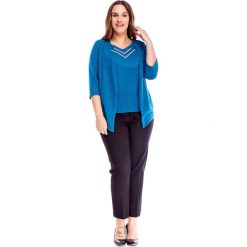 Sweter z narzutką zielony. Zielone swetry damskie N/A, plus size, bez wzorów, z elastanu, bez rękawów. Za 142,22 zł.