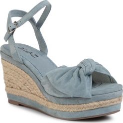 Espadryle QUAZI - QZ-55-04-000492 613. Niebieskie espadryle damskie QUAZI, bez wzorów, ze skóry, bez obcasa. W wyprzedaży za 199,00 zł.