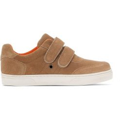 Trampki na rzep ze wzmocnionym czubkiem 26-39. Brązowe buty chłopięce sportowe marki La Redoute Collections, z bawełny. Za 191,06 zł.