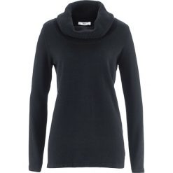 Sweter bawełniany z golfem, długi rękaw bonprix czarny. Czarne swetry damskie bonprix, bez wzorów, z bawełny, z długim rękawem. Za 74,99 zł.