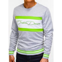 Bluza męska bez kaptura z nadrukiem B933 - szara. Szare bluzy męskie Ombre Clothing, s, z nadrukiem, z bawełny, klasyczne, z kapturem, bez rękawów, bez kaptura. Za 39,00 zł.