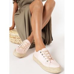 Różowe Pudrowe Espadryle Loraely. Różowe espadryle damskie Born2be, bez wzorów, bez obcasa. W wyprzedaży za 89,99 zł.