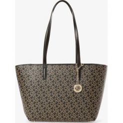 DKNY - Damska torba shopper z dodatkiem skóry – Bryant, czarny. Czarne torby damskie na zakupy DKNY, z nadrukiem, ze skóry, z nadrukiem, bez dodatków. Za 899,95 zł.