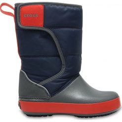 Botki zimowe "Lodge Point" w kolorze granatowo-szarym. Niebieskie buciki niemowlęce Crocs. W wyprzedaży za 149,95 zł.