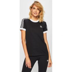 Adidas Originals - T-shirt. Czarne topy damskie adidas Originals, s, bez wzorów, z elastanu, z okrągłym kołnierzem. W wyprzedaży za 99,90 zł.