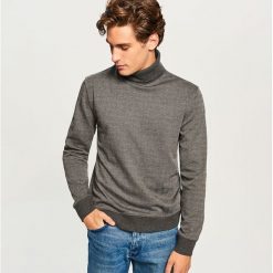 Bluza w jodełkę z golfem - Szary. Szare bluzy męskie rozpinane Reserved, l. Za 99,99 zł.