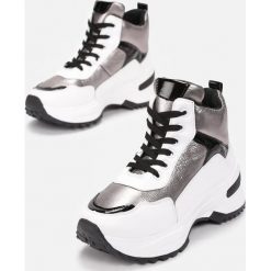 Biało-Srebrne Sneakersy Devllin. Szare sneakersy damskie Born2be. Za 109,99 zł.