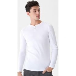 Koszulka z długim rękawem basic - Biały. Białe koszulki męskie House, xl, bez wzorów, bez kołnierzyka, z długim rękawem, długie. Za 39,99 zł.