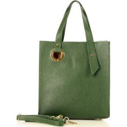 MARCO MAZZINI Designerska torebka skórzana shopper bag butelkowa zieleń. Żółte torby damskie na zakupy MAZZINI, w paski, ze skóry, sportowe, bez dodatków. W wyprzedaży za 279,00 zł.