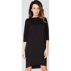 Czarna Dzianinowa Sukienka z Kieszeniami z Rękawem 3/4. Czarne sukienki dzianinowe Molly.pl, na co dzień, l, oversize. Za 138,90 zł.