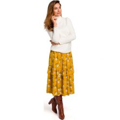 Spódnica midi w kwiaty żółta - s/m. Żółte spódniczki damskie e-margeritka.pl, s, w kwiaty, z tkaniny, eleganckie, bez rękawów, bez kaptura. Za 144,99 zł.
