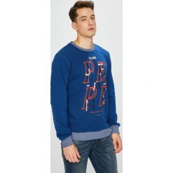 Pepe Jeans - Bluza Justin. Niebieskie bluzy męskie Pepe Jeans, xxl, z nadrukiem, z elastanu, z okrągłym kołnierzem, bez rękawów, bez kaptura. W wyprzedaży za 199,90 zł.