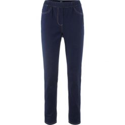 Wygodne legginsy ze stretchem z wysoką talią bonprix ciemny denim. Niebieskie jeansy damskie bonprix, z jeansu. Za 59,99 zł.