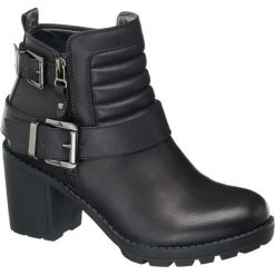 Botki damskie Catwalk czarne. Czarne botki damskie na obcasie Catwalk, z materiału, na zamek. Za 159,90 zł.
