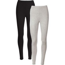 Legginsy ze stretchem (2 pary w opak.) bonprix jasnoszary melanż + czarny. Szare spodnie damskie bonprix, bez wzorów, z gumy. Za 69,98 zł.
