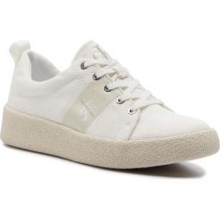 Sneakersy CALVIN KLEIN JEANS - Gala R8783 Off White. Białe półbuty damskie marki Calvin Klein Jeans, na co dzień, bez wzorów, z jeansu, bez obcasa, na płaskiej podeszwie, bez zapięcia. W wyprzedaży za 299,00 zł.