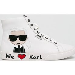 Karl Lagerfeld - Buty Skool Karl Ikonic Hi Lace. Białe buty sportowe damskie KARL LAGERFELD, bez wzorów, ze skóry, sportowe. Za 799,90 zł.