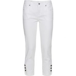 Wygodne dżinsy ze stretchem, z guzikami SLIM bonprix biały twill. Białe jeansy damskie bonprix, bez wzorów, z jeansu. Za 84,99 zł.