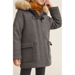 Mango Kids - Płaszcz dziecięcy College 110-164 cm. Szare kurtki dziewczęce Mango Kids, z poliesteru, z kapturem. Za 269,90 zł.