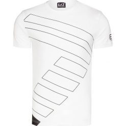 T-shirt EA7 EMPORIO ARMANI. Białe t-shirty męskie EA7 Emporio Armani, z nadrukiem, z bawełny, sportowe, z okrągłym kołnierzem. W wyprzedaży za 186,00 zł.