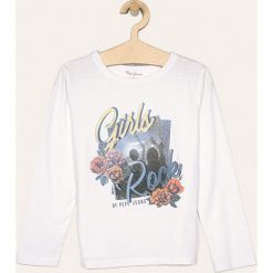 Pepe Jeans - Longsleeve dziecięcy Colette 128-180 cm. Białe bluzki dziewczęce Pepe Jeans, z nadrukiem, z bawełny, z okrągłym kołnierzem, z długim rękawem, długie, bez kaptura. Za 119,90 zł.