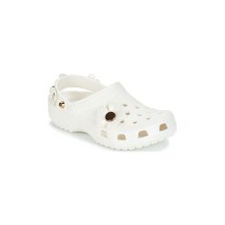Chodaki Crocs CLASSIC METALLIC BLOOMS CLOG. Białe klapki damskie Crocs, bez wzorów, bez obcasa. W wyprzedaży za 188,30 zł.
