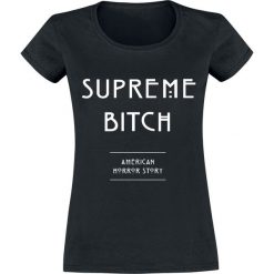 American Horror Story Supreme Bitch Koszulka damska czarny. Czarne bluzki z odkrytymi ramionami American Horror Story, l, z nadrukiem, z okrągłym kołnierzem. Za 74,90 zł.