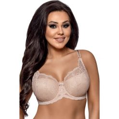 Biustonosz usztywniany Pearl. Brązowe biustonosze marki Avalingerie, w koronkowe wzory, z bawełny. Za 82,44 zł.