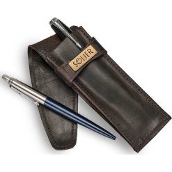 Skórzane etui na długopisy, pióro SOLIER SA12 ciemnobrązowe - Brązowy. Pomarańczowe etui męskie Solier, ze skóry. Za 39,99 zł.