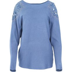 Jasnoniebieski Sweter Sunday Moon. Niebieskie swetry klasyczne damskie Born2be, l, z dekoltem w łódkę. Za 64,99 zł.