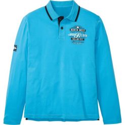 Shirt polo z długim rękawem i nadrukiem bonprix turkusowy. Niebieskie koszulki męskie bonprix, s, z nadrukiem, polo, z długim rękawem, długie. Za 54,99 zł.