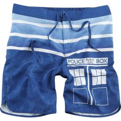 Doctor Who Police Box Kąpielówki niebieski. Niebieskie kąpielówki męskie marki Doctor Who, l, z nadrukiem. Za 144,90 zł.