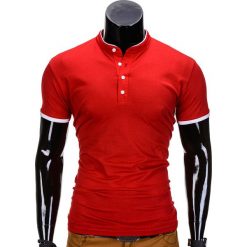 KOSZULKA MĘSKA POLO BEZ NADRUKU S848 - CZERWONA. Czerwone koszulki polo Ombre Clothing, m, z nadrukiem. Za 29,00 zł.