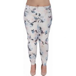 Kwiatowe spodnie cygaretki duże rozmiary OVERSIZE PLUS SIZE WIOSNA. Różowe spodnie damskie Moda Size Plus Iwanek, na wiosnę, s, bez wzorów, z bawełny. Za 135,00 zł.
