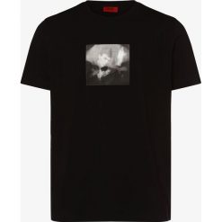 HUGO - T-shirt męski – Deen, czarny. Czarne t-shirty męskie HUGO, m, z aplikacjami, bez kołnierzyka. Za 349,95 zł.