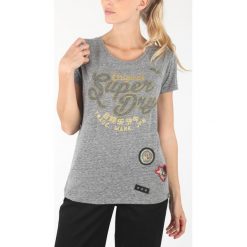 SuperDry Koszulka Szary. Szare koszulki damskie Superdry, xxs, w paski, z bawełny, bez kołnierzyka, z krótkim rękawem. Za 206,95 zł.