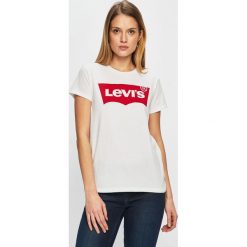 Levi's - Top. Białe bluzki damskie Levi's®, s, z nadrukiem, z bawełny, z okrągłym kołnierzem. Za 99,90 zł.