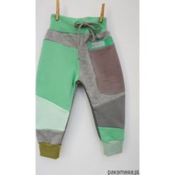 Spodnie chłopięce: PATCH PANTS spodnie 74 – 98 cm szary & mięta