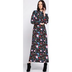 Czarno-Różowa Sukienka No Taboo. Różowe sukienki damskie Born2be, na imprezę, s, bez wzorów, boho, ze stójką, bez rękawów, długie, maxi. Za 99,99 zł.