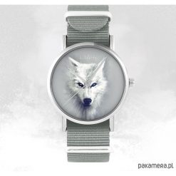 Zegarek - Biały wilk - szary, nato. Białe zegarki męskie marki Pakamera. Za 129,00 zł.