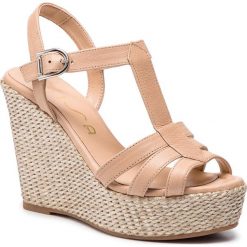 Espadryle UNISA - Maca 19 Sty Suntan. Różowe espadryle damskie Unisa, bez wzorów, ze skóry ekologicznej, bez obcasa, na obcasie. Za 389,00 zł.