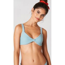 Stroje dwuczęściowe damskie: J&K Swim X NA-KD Góra bikini z marszczeniem – Green,Blue