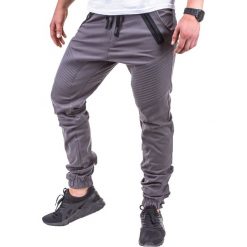 SPODNIE MĘSKIE JOGGERY P389 - GRAFITOWE. Szare joggery męskie marki Ombre Clothing. Za 69,00 zł.