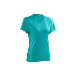 Koszulka do biegania krótki rękaw RUN DRY damska. Niebieskie t-shirty damskie marki KALENJI, z materiału. Za 14,99 zł.