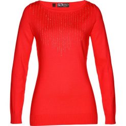 Sweter bonprix czerwony sygnałowy. Czerwone swetry klasyczne damskie marki bonprix. Za 74,99 zł.