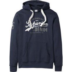 Bluza z kapturem bonprix ciemnoniebieski. Niebieskie bluzy męskie bonprix, s, bez wzorów, z kapturem, bez rękawów, z kapturem. Za 79,99 zł.