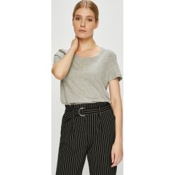 Vero Moda - Top. Szare bluzki damskie marki Vero Moda, s, z aplikacjami, z bawełny, z okrągłym kołnierzem. W wyprzedaży za 49,90 zł.