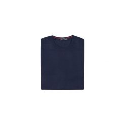 Granatowy sweter męski SW33 niski pólgolf. Niebieskie swetry męskie Lanieri Fashion - swetry męskie, m, bez wzorów, z wełny, casualowe, bez kołnierzyka, bez kaptura. Za 126,00 zł.